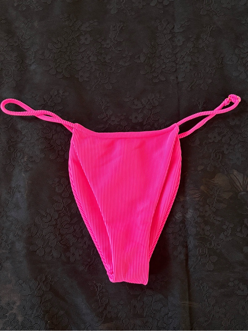 Skatie Neon Pink Ribbed Bikini Bottom Harli XS